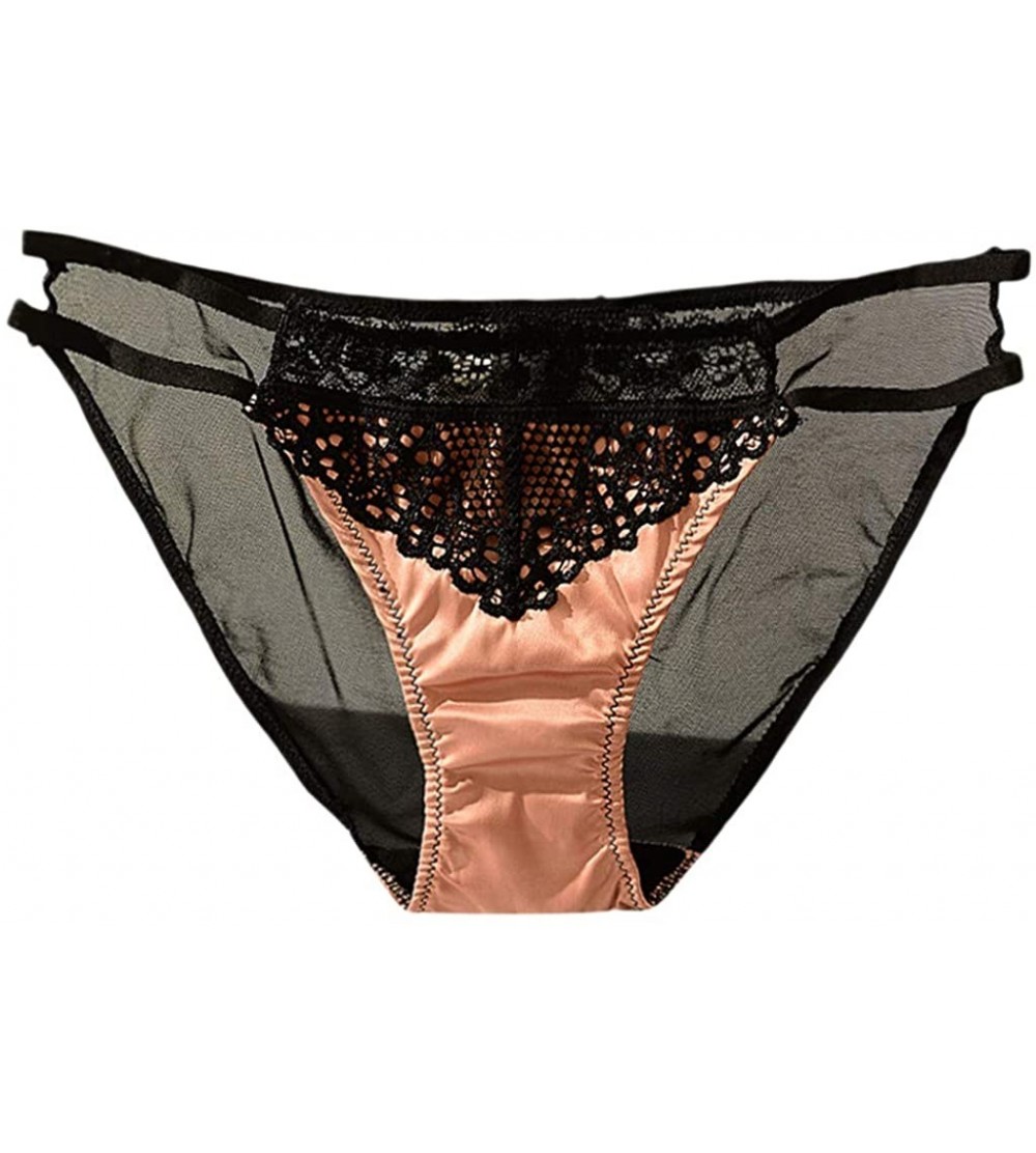 Garters & Garter Belts Womens Sexy Lace Mesh Strappy Briefs Ladies Comfortable Seamless Underpants - Beige 1 - CY1968EN4R6 $1...