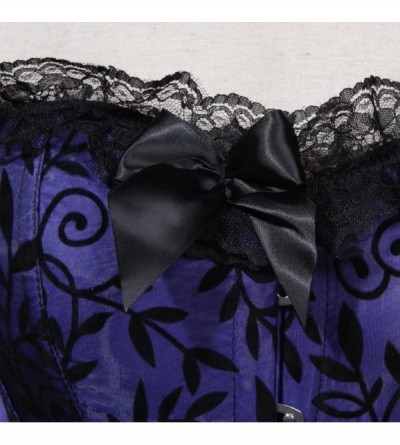 Shapewear Women's Lace Up Boned Overbust Corset Bustier Bodyshaper Top - Purple-812 - CG11VDP3EDN $14.79