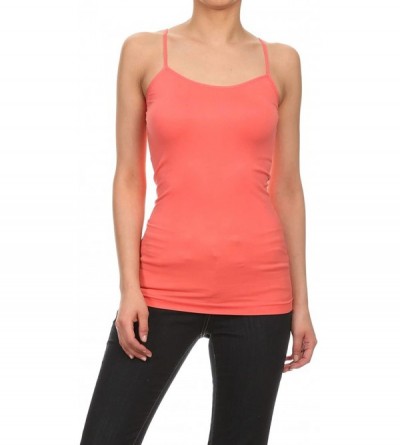 Camisoles & Tanks Women's Everyday Solid Color Thin Strap Camisole - Hot Coral - CB12IETT89T $21.88