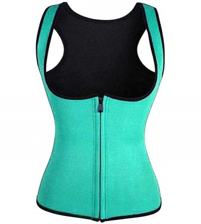 Shapewear Women Waist Trainer Corset Zipper Vest Body Shaper Cincher Shirt Slim Neoprene Sauna Tank Top - Green - CX194R9IDHI...