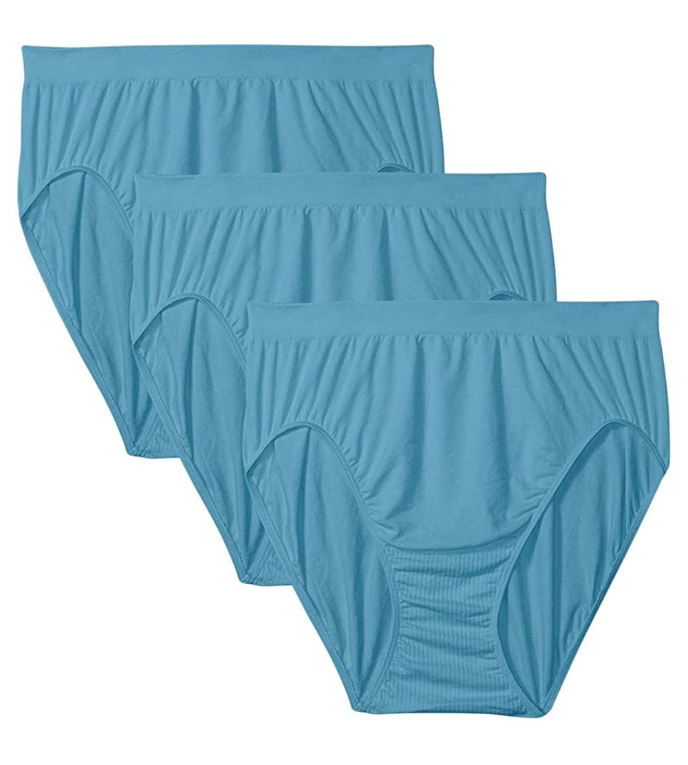 Panties Style 303J Comfort Revolution Microfiber Solid Hi-Cut Brief (2- 3 and 4 Packs) - 3 Pack Raindrop Blue - CJ194XWL0EU $...