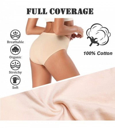 Panties Women's 100% Cotton Underwear Soft Breathable Full Coverage Briefs Panties Ladies Underpants 4 Pack - Multicolored-4 ...