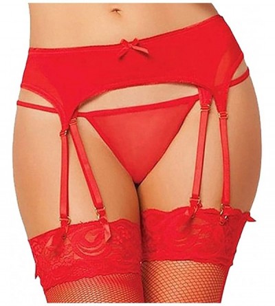 Garters & Garter Belts Elastic Sexy Lace Underwear Skirt Underwear Garter Lingerie Brief Underpant - Red - CR198DAR8H2 $11.28
