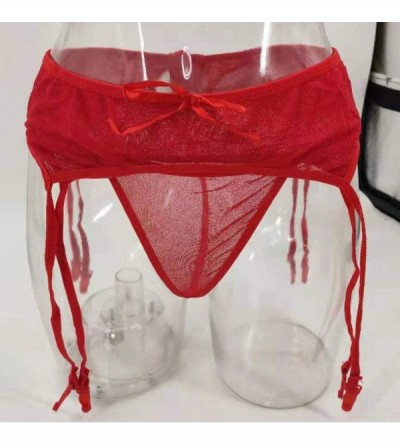 Garters & Garter Belts Elastic Sexy Lace Underwear Skirt Underwear Garter Lingerie Brief Underpant - Red - CR198DAR8H2 $11.28