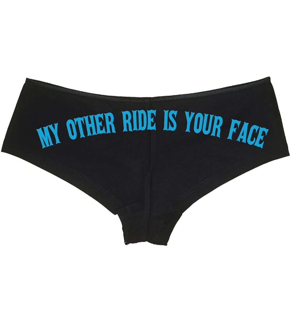 Panties My Other Ride is Your Face Boy Short Panties - Fun Flirty Boyshort Panties - Sky Blue - CI18842M4U9 $17.03