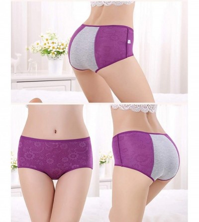 Panties Women Menstrual Period Briefs Jacquard Easy Clean Panties Multi Pack US Size XXS-4XL/11 - Dark-rouge-purple - CM12O8G...