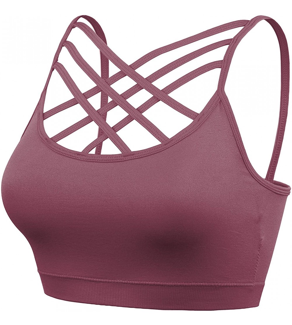 Hot Lady Yoga Bra Back Triple Criss Cross Caged Strappy Crop Top Bralette Padded 