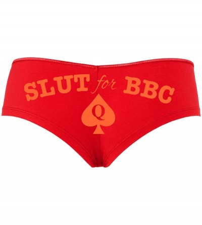 Panties Slut for BBC - Queen of Spades Boy Short Panties - Love Big Cock Boyshort Underwear - Orange - CT18SQDINZY $11.81