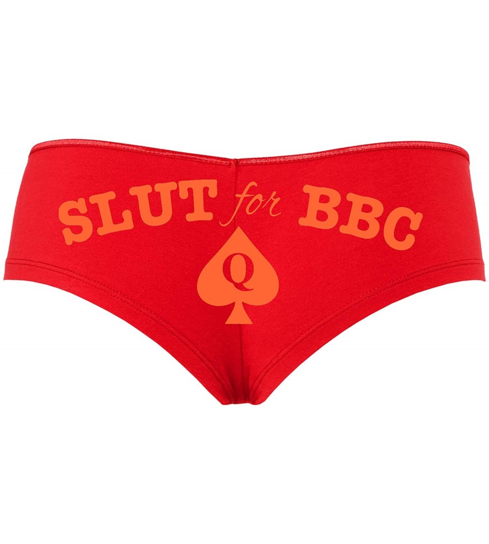Panties Slut for BBC - Queen of Spades Boy Short Panties - Love Big Cock Boyshort Underwear - Orange - CT18SQDINZY $11.81