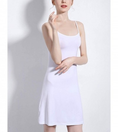 Slips Women's Full Slip Dress Soft Cotton Cami Sleepwear Spaghetti Strap Seamless Under Dress Basic Chemise Nighgowns - Short...