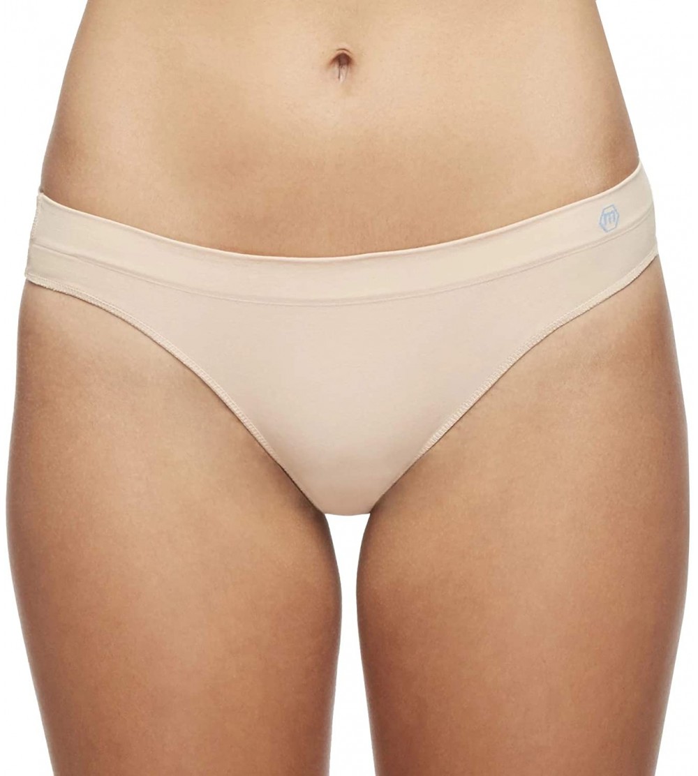 Panties Women's Luna Midrise Seamless Thong Panties Comfortable Breathable Quick Dry Bikini Underwear - Bare - CZ18M3KQX74 $1...