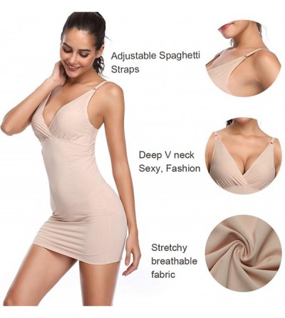 Shapewear Full Slips for Under Dresses Women Full Body Shaping Control Slip V Neck Adjustable Spaghetti Straps Long Nightgown...