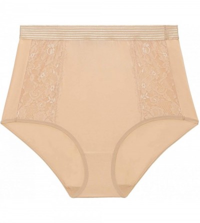 Panties Women's Curvy Floral Lace High-Waist Brief - Honey Nude - CS18UZXEU5R $19.08