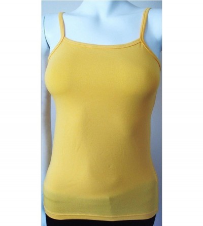 Camisoles & Tanks Ladies Cotton Lycra Spaghetti Strap Quality Camisole Vest Tops(ref 2247) - Yellow - CT12N737MHH $17.70