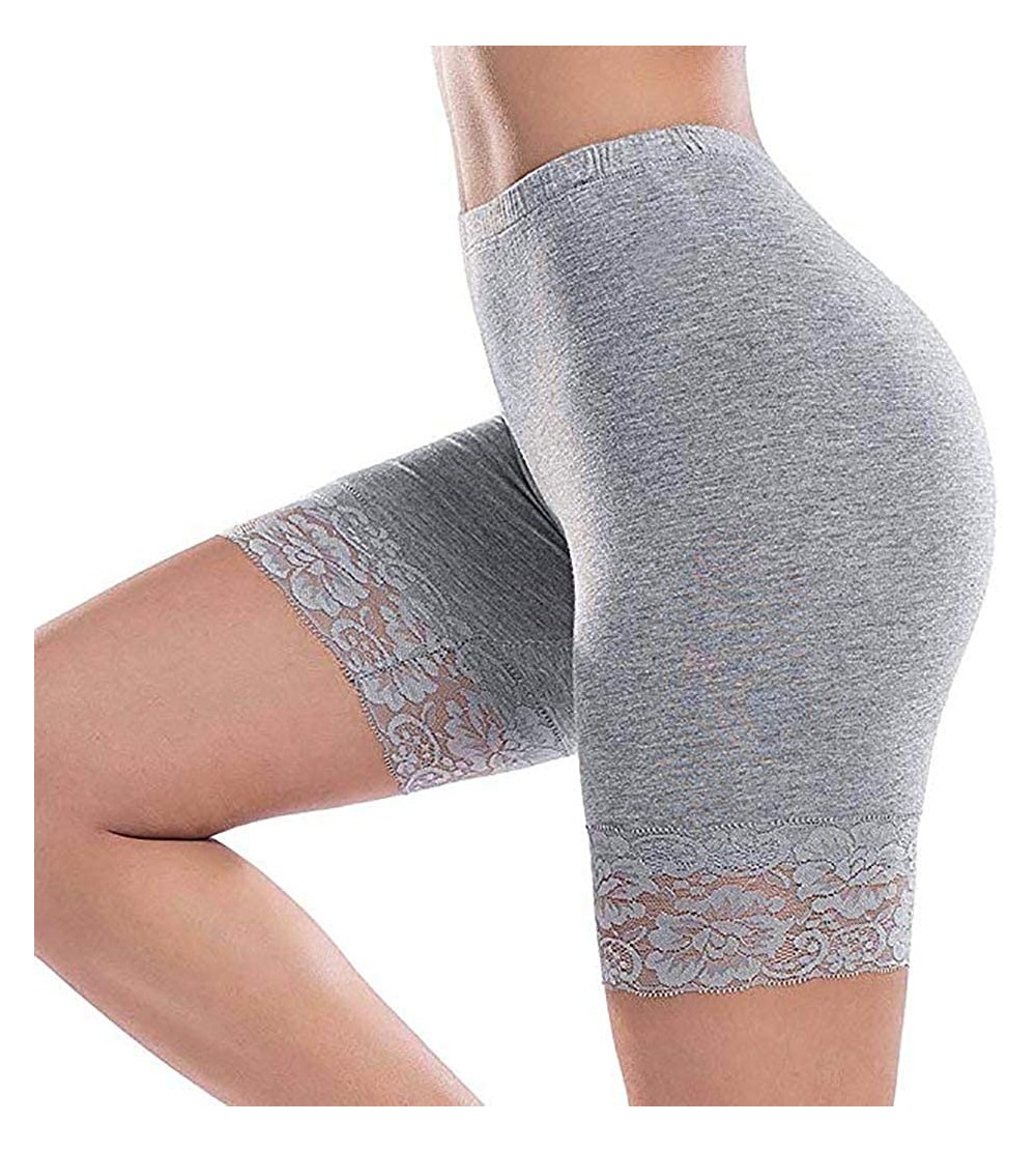 Shapewear Lace Shorts Underwear Yoga Shorts Stretch Safety Short Leggings Plus Size Undershorts for Women Girls - Gray - CE19...