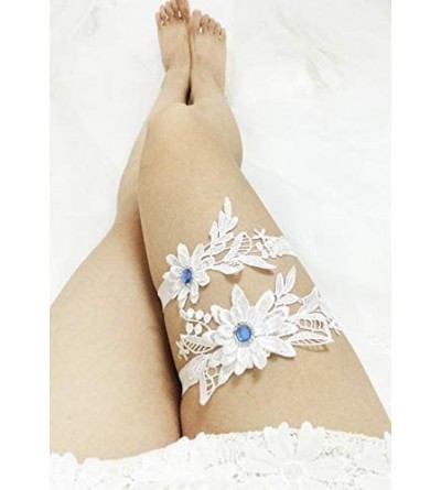 Garters & Garter Belts Lady Sexy Lace Wedding Garter Set for Bride Rhinestone Bridal Garter Set - 1 Pink - C018H97N9HK $15.41