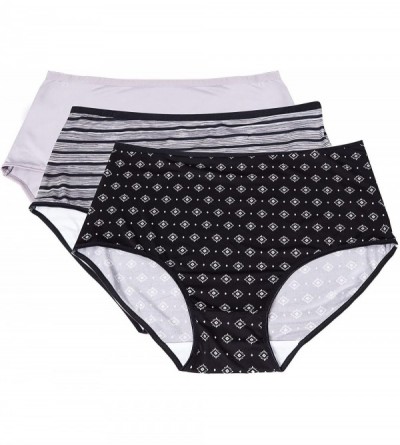 Panties Womens Multi Pack Microfiber Full Coverage Hi-Cut Brief Panties - Black/Grey/White - CO189Q2XL6G $28.39
