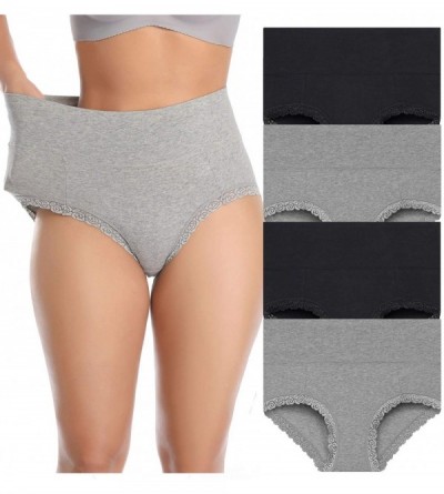 Panties Underwear for Women Cotton Panties Full Coverage Soft Womens Underwear Briefs - Black+grey-4 Pack - C618Y0L9SDX $17.48