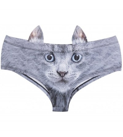 Panties Womens Sexy Animal Print Briefs with Ears Bikini Panties Briefs Underwear - Cat - CU190YUW54X $9.86