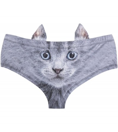 Panties Womens Sexy Animal Print Briefs with Ears Bikini Panties Briefs Underwear - Cat - CU190YUW54X $9.86