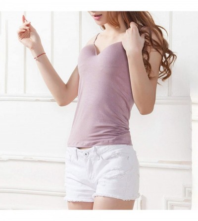 Camisoles & Tanks New Summer Women Tank Tops Sexy V-Neck Padded Tanks S Camisole Vest Solid NQ803881 - Purple - CD199NINKN6 $...