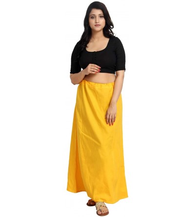 Slips Cotton Yellow Indian Saree Petticoat Readymade Lining Sari Underskirt Undercoat Waist Size 28 to 46 Max - C9196YEUL57 $...