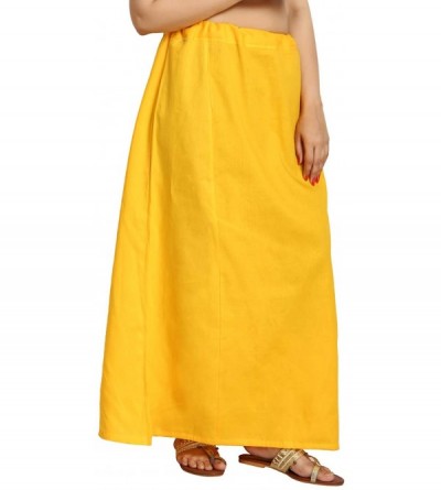 Slips Cotton Yellow Indian Saree Petticoat Readymade Lining Sari Underskirt Undercoat Waist Size 28 to 46 Max - C9196YEUL57 $...