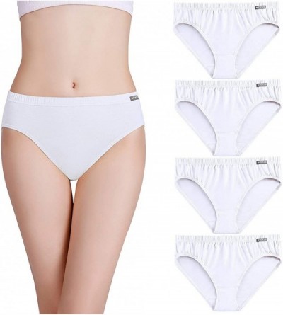 Panties Women's Soft Modal Underwear High-Cut French Briefs Panties Ladies Stretch Underpants Multipack - White-4 Pack - CA18...