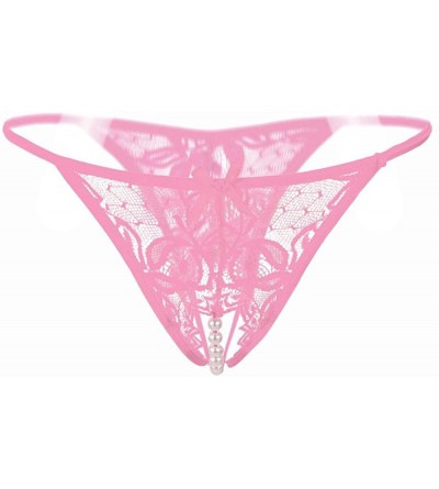 Panties Sexy Pendant Pearl G String Women Panties Low Waist Thongs Underwear Erotic Panties - Pink - CT1953TN99A $9.82