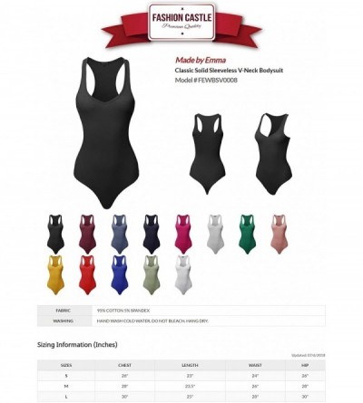 Shapewear Women's Classic Solid Sleeveless V-Neck Bodysuit - Fewbsv0008 Desert - CC18ZG8E92C $9.83