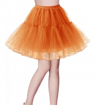 Slips Women's 50s Vintage Petticoat Tutu Skirt Crinoline Underskirt - Orange - CI18QG09W69 $13.67