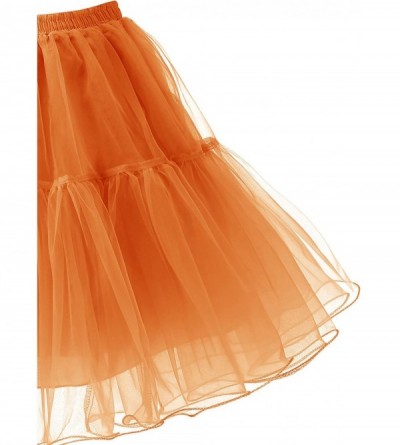 Slips Women's 50s Vintage Petticoat Tutu Skirt Crinoline Underskirt - Orange - CI18QG09W69 $13.67