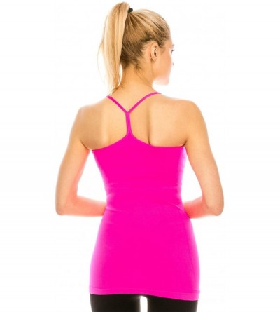 Camisoles & Tanks Y-Back Cami with Removable Pad- UV Protective Fabric UPF 50+ (Made with Love in The USA) - Neon Fuschia - C...