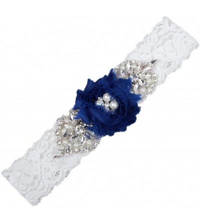 Garters & Garter Belts Women's Floral Bridal Garters Wedding Garters with Pearl - Dark Blue - C612O6HLWQQ $37.79