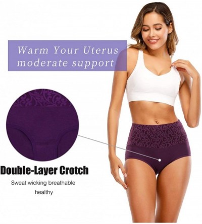 Panties Women Cotton Underwear High Waist Briefs Tummy Control Ladies Panties Multipack - Purple- Pink- Blue- Gray- Beige - 5...
