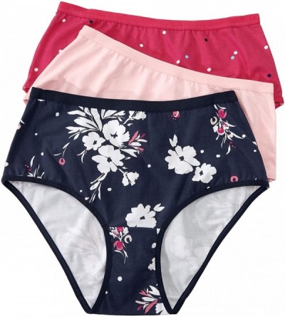Panties Women's Plus Size 3-Pack Stretch Cotton Full-Cut Brief Underwear - Navy Assorted (0960) - CS18LZZ3G0X $36.72