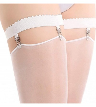 Garters & Garter Belts Womens Elastic Anti Slip Leg Garter Belt Thigh High Stocking Suspender with Clip - 2 - CB18ZW02E3O $19.86
