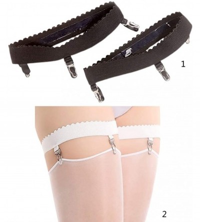 Garters & Garter Belts Womens Elastic Anti Slip Leg Garter Belt Thigh High Stocking Suspender with Clip - 2 - CB18ZW02E3O $10.92