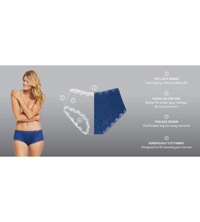 Panties Soft Silks Women's Underwear | Luxury 100% Natural Silk Underwear with Lace - Estate Blue - CX18OUSU8CK $41.13