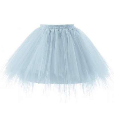 Slips Women 1950s Short Tulle Petticoat Ballet Bubble Tutu - Sky Blue - C318U0DOA4I $15.02
