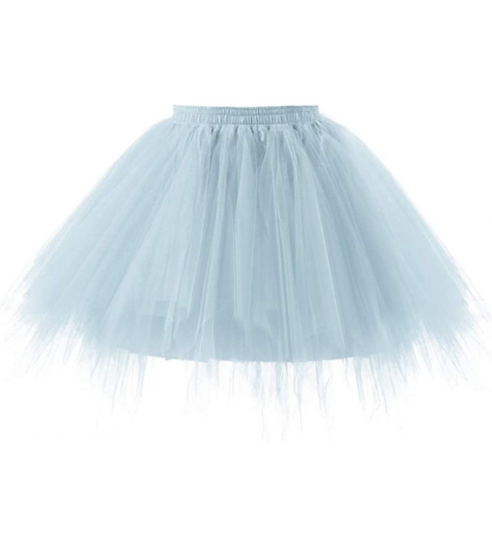 Slips Women 1950s Short Tulle Petticoat Ballet Bubble Tutu - Sky Blue - C318U0DOA4I $15.02