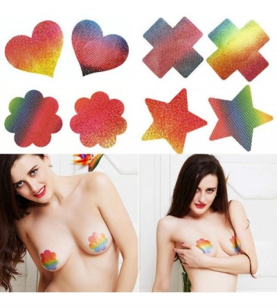 Accessories Sexy Adhesive Bra-1 Pair Cross Star Flower Heart Nipple Covers Disposable Adhesive Women Pasties - Flower - CZ18U...