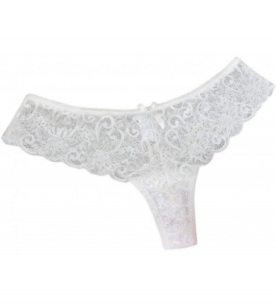 Panties Women's Sexy Lace Panties with High-Crotch Various Colors (White- M) - White - CZ18LKR7549 $13.28