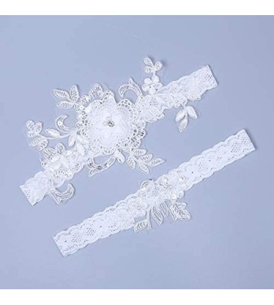 Garters & Garter Belts Ladies Off White Lace Garter with Pearl Bead Wedding Bridal Accessories - C219DO20RS7 $20.66