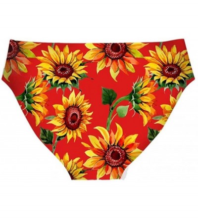 Panties Women's Sunflower Print Breathable Hipster Underwear Brief Cool Strech Comfortable Bikini Panty - Sunflower R - CT199...