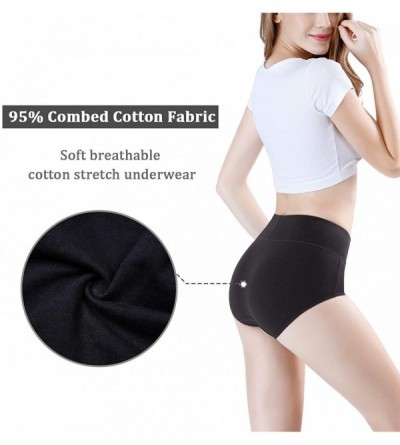 Panties Women's High Waisted Cotton Underwear Ladies Soft Full Briefs Panties Multipack - Black Beige-4 Pack - CD18U588YDX $2...