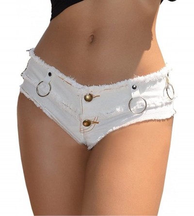 Panties Womens Low Rise Mini Denim Shorts Denim Thong Cheeky Jeans Shorts - White - C112MOHWW9Z $14.06