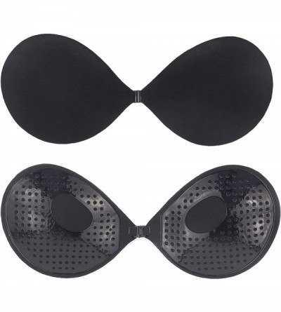Bras Adhesive Bra Strapless Sticky Invisible Push up Silicone Bra for Backless Dress - Black - CJ18SWN5GLN $21.31