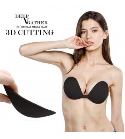 Bras Adhesive Bra Strapless Sticky Invisible Push up Silicone Bra for Backless Dress - Black - CJ18SWN5GLN $21.31