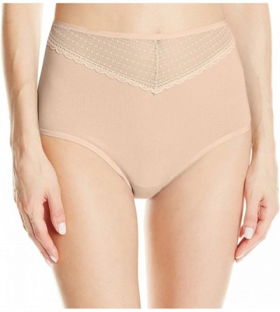 Panties Women's Cotton Beautifully Smooth with Lace Brief Panty 13128 - Rose Beige - C311QZ5LBPT $10.64